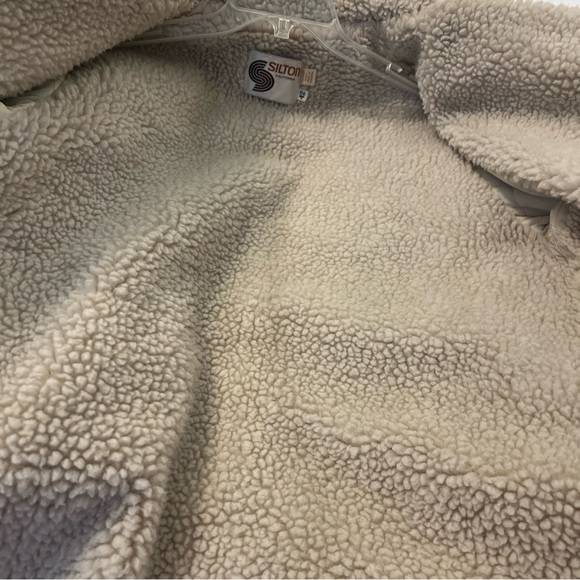 Vtg  SILTON Leather Sherpa Ranch Coat Western rust suede tan Jacket USA Mens 42 - Picture 11 of 15